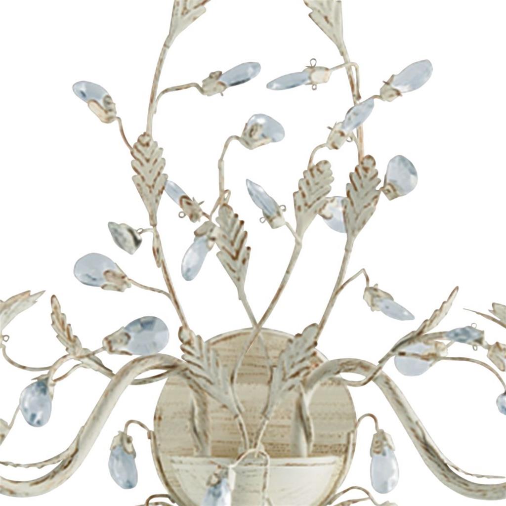 Alamandite 2Lt Wall Light - Cream & Gold Metal, Glass Drops