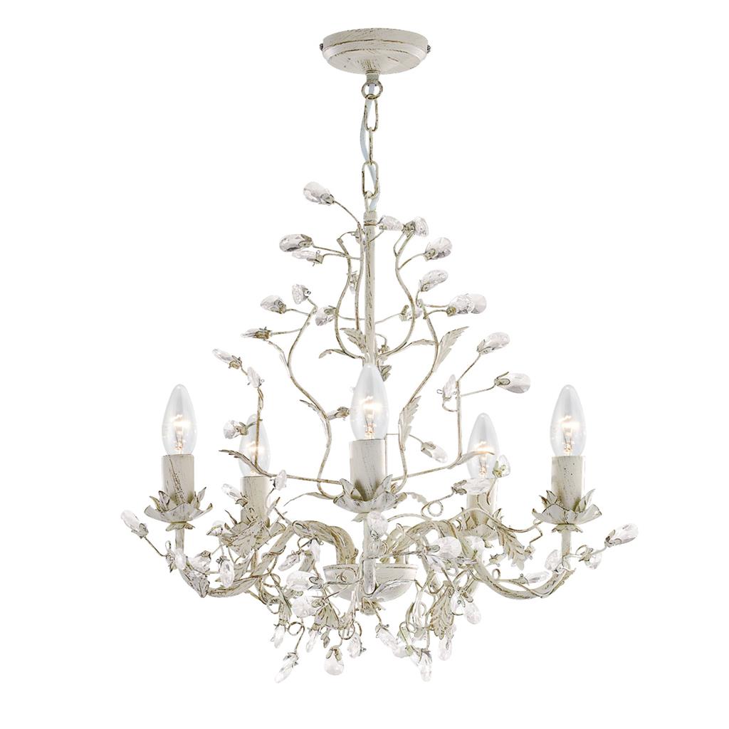 Alamandite 8Lt Centre Ceiling Light - Cream Gold Leaves & Clear Crystal Finish