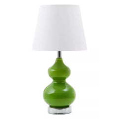 Rugby Light Green Glass Table Lamp with Chrome Base