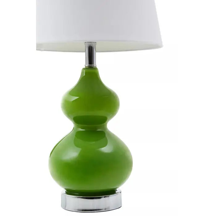 Rugby Light Green Glass Table Lamp with Chrome Base