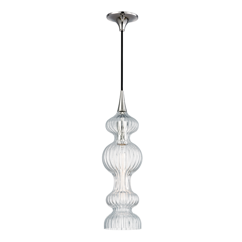 Pomfret 1Lt Pendant With Clear Glass- Aged Brass/ Polished Nickel