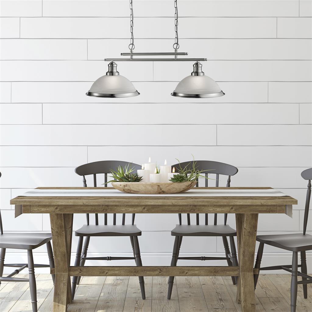 Bistro 2/3Lt Kitchen Light  - Satin Silver/Antique Brass Finish