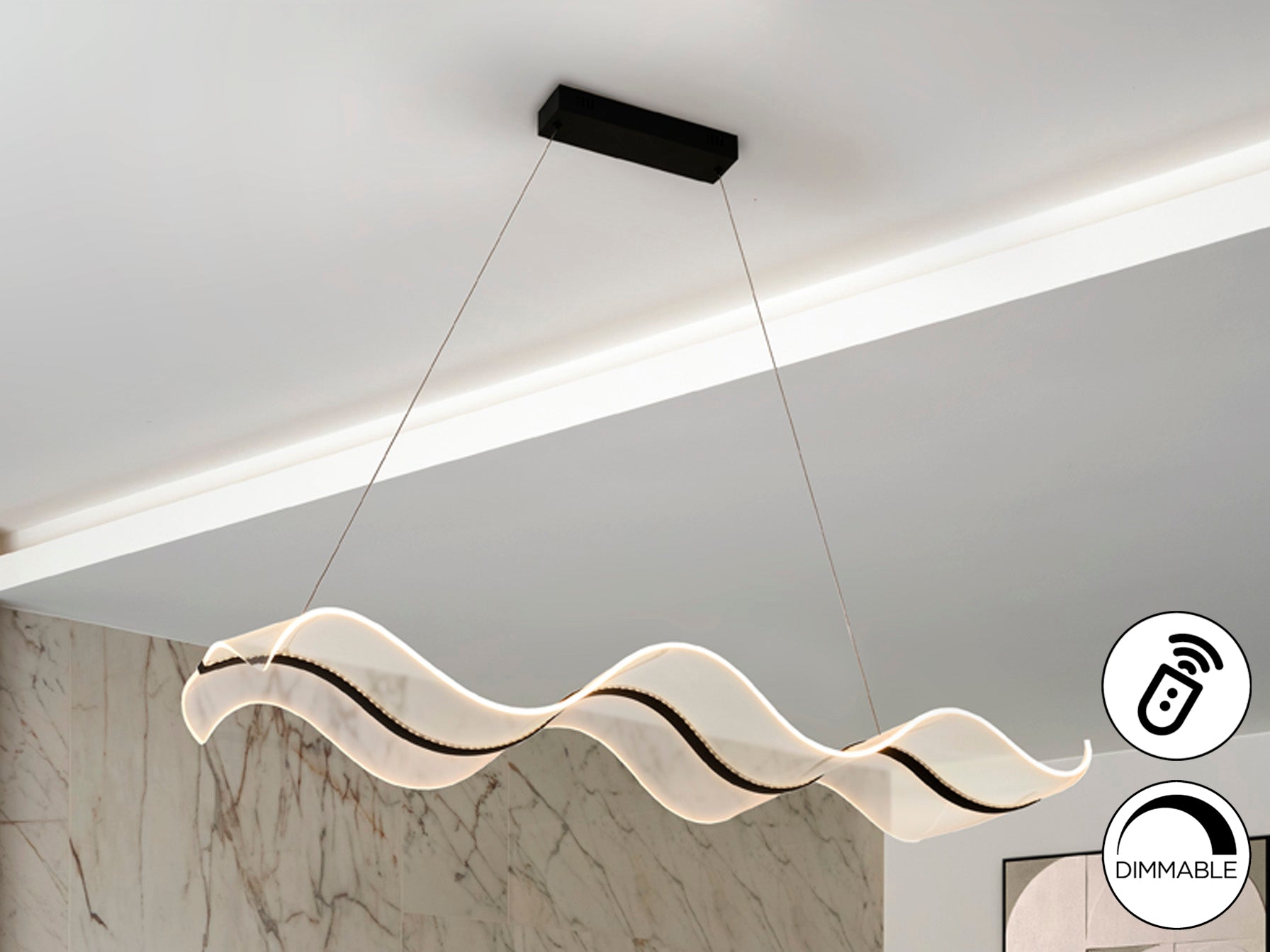 Olas LED Linear Pendant - Black