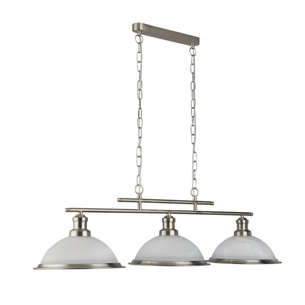 Bistro 2/3Lt Kitchen Light  - Satin Silver/Antique Brass Finish