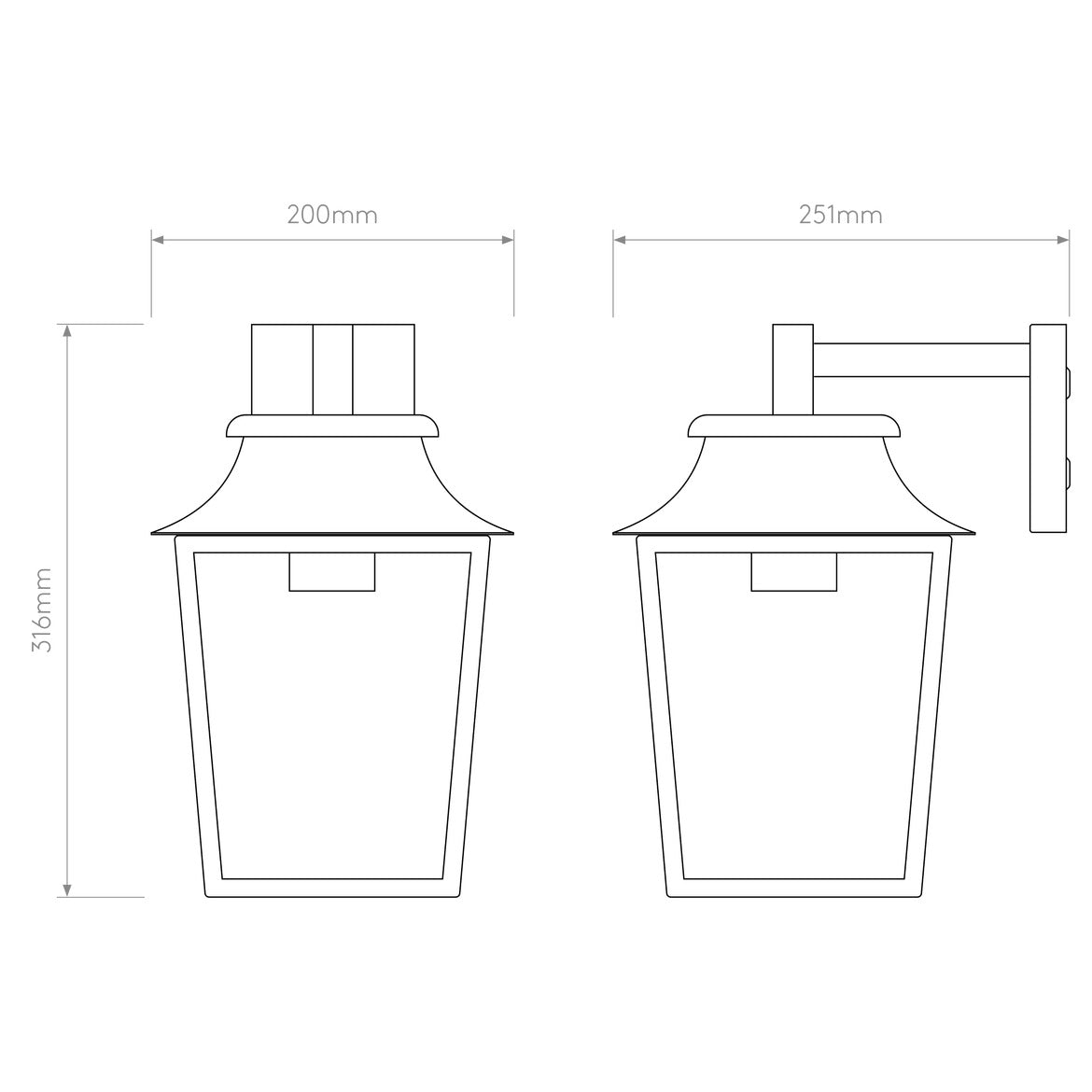 Richmond Outdoor Wall Lantern IP23 - Matt Black