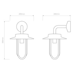 Montparnasse Outdoor Wall Light IP44 - Bronze/ Polished Nickel
