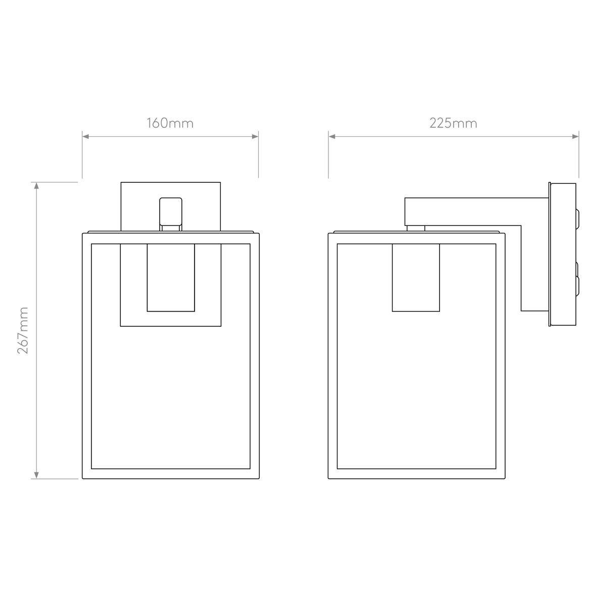 Box Outdoor Wall Lantern 270/350/450 IP23 - Matt Black