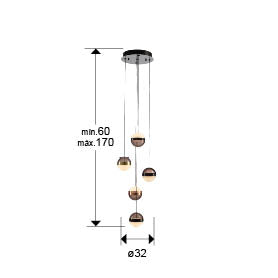 Orbes - Lamp 5/13L  Black/Copper/Brass Ip20 Integrated Led Dimmable