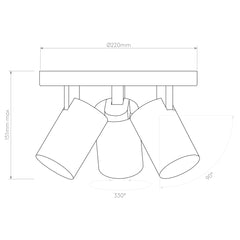 Aqua 3Lt Bathroom Plate Spotlight IP44 - Matt White