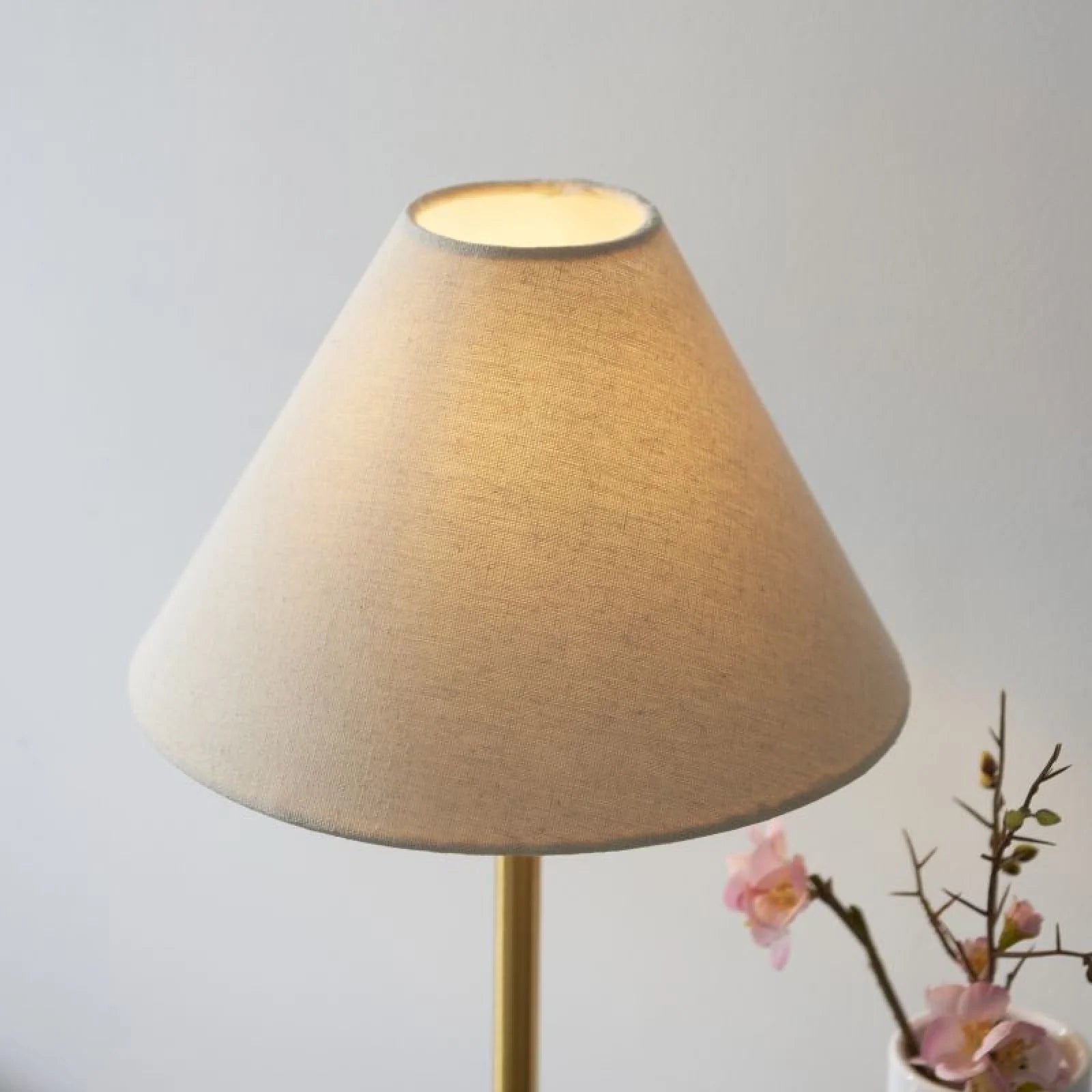Fontaine Table Lamp- Brushed Aged Brass & White Marble with Natural Linen Shade