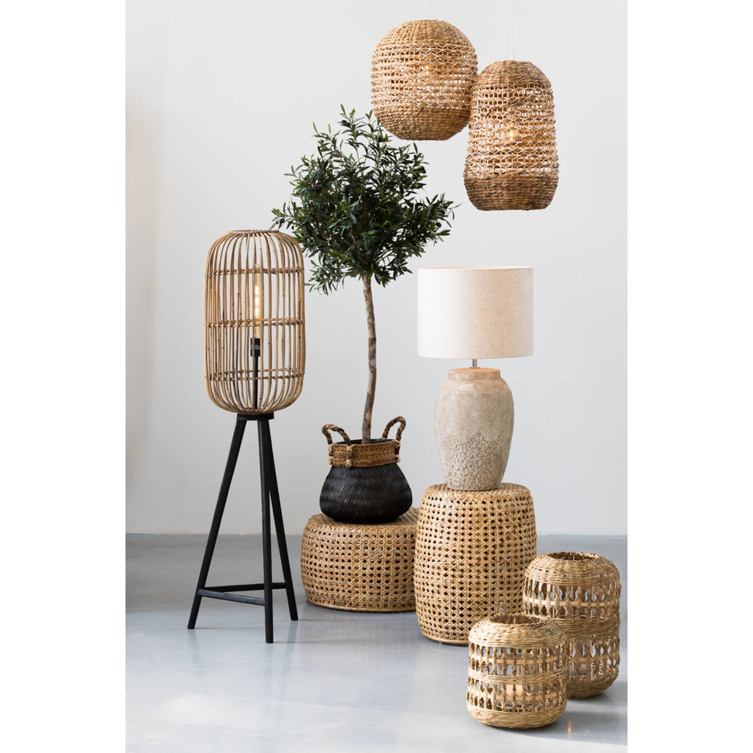 Tripoli Hanging lamp rattan natural- Various Finishes/ Sizes