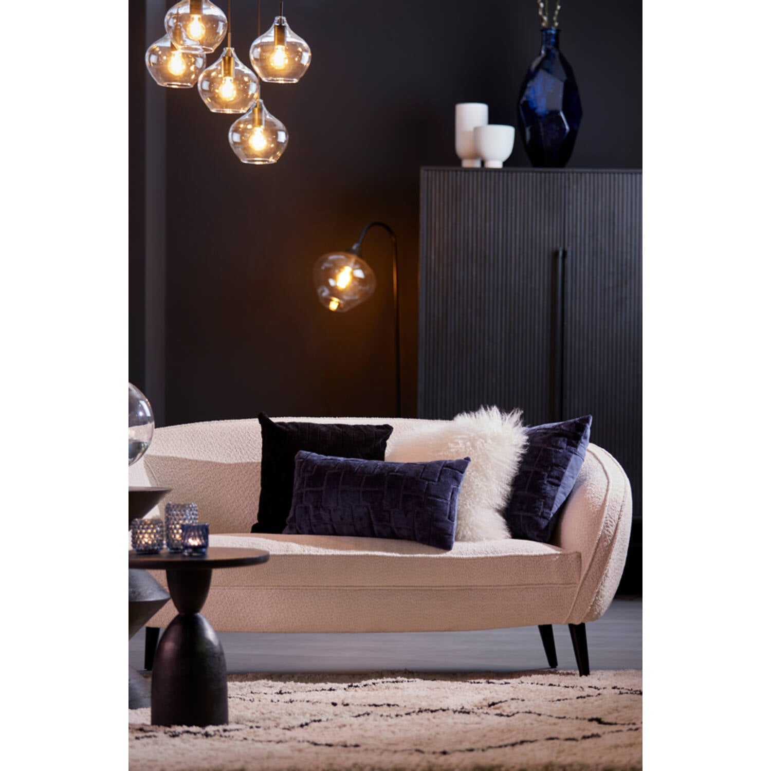 Rakel 5Lt Cluster - Matt Black & Clear/Antique Bronze & Smoked Finish