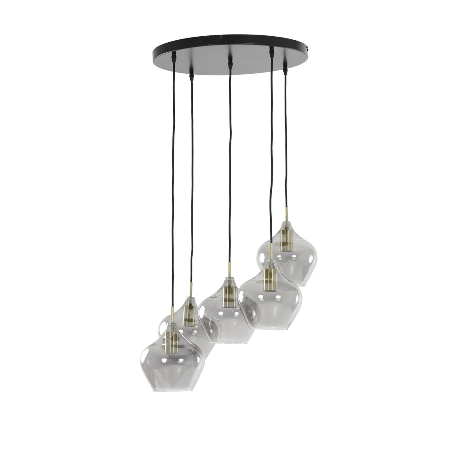 Rakel 5Lt Cluster - Matt Black & Clear/Antique Bronze & Smoked Finish