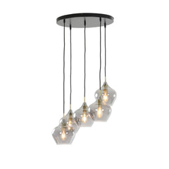 Rakel 5Lt Cluster - Matt Black & Clear/Antique Bronze & Smoked Finish
