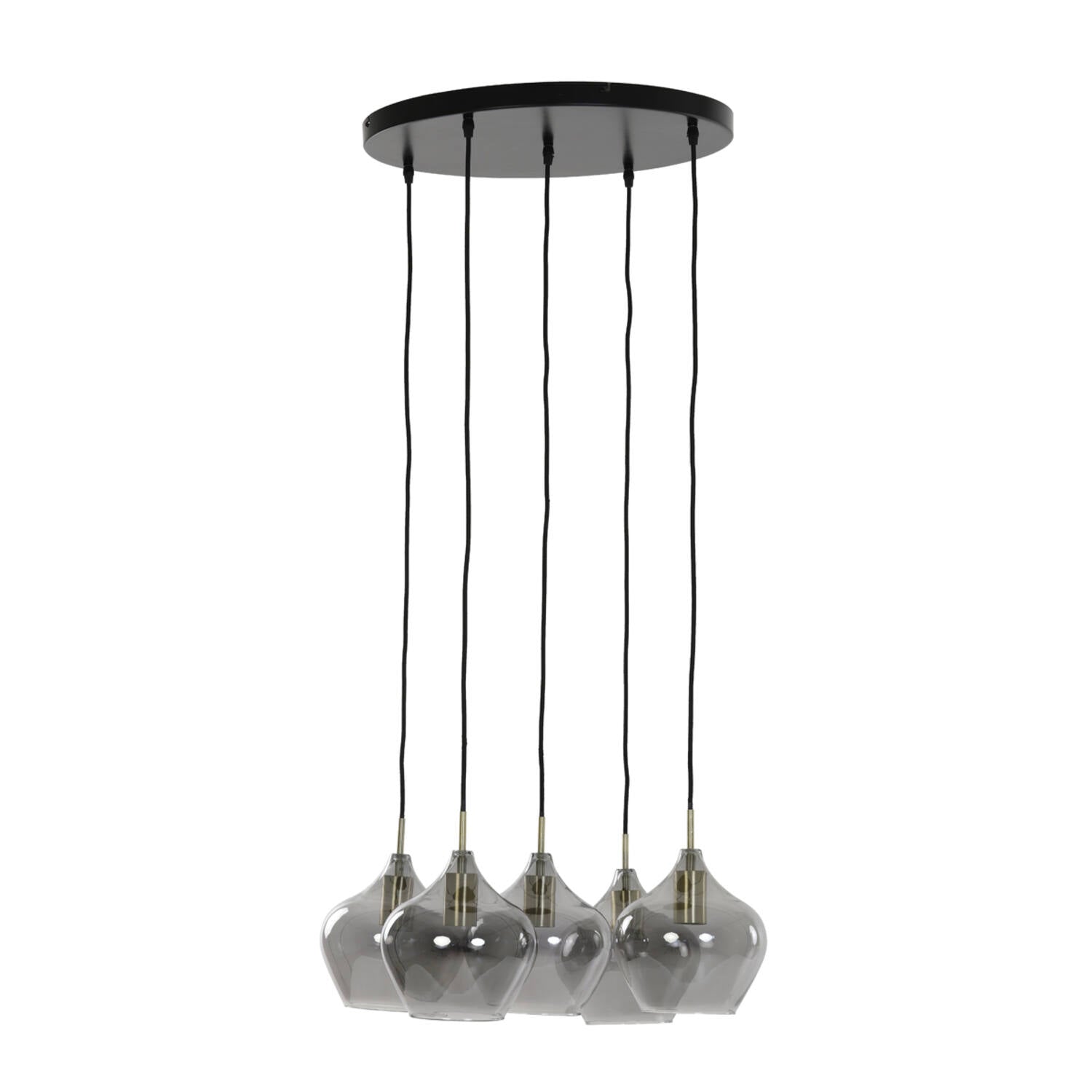 Rakel 5Lt Cluster - Matt Black & Clear/Antique Bronze & Smoked Finish