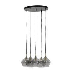 Rakel 5Lt Cluster - Matt Black & Clear/Antique Bronze & Smoked Finish