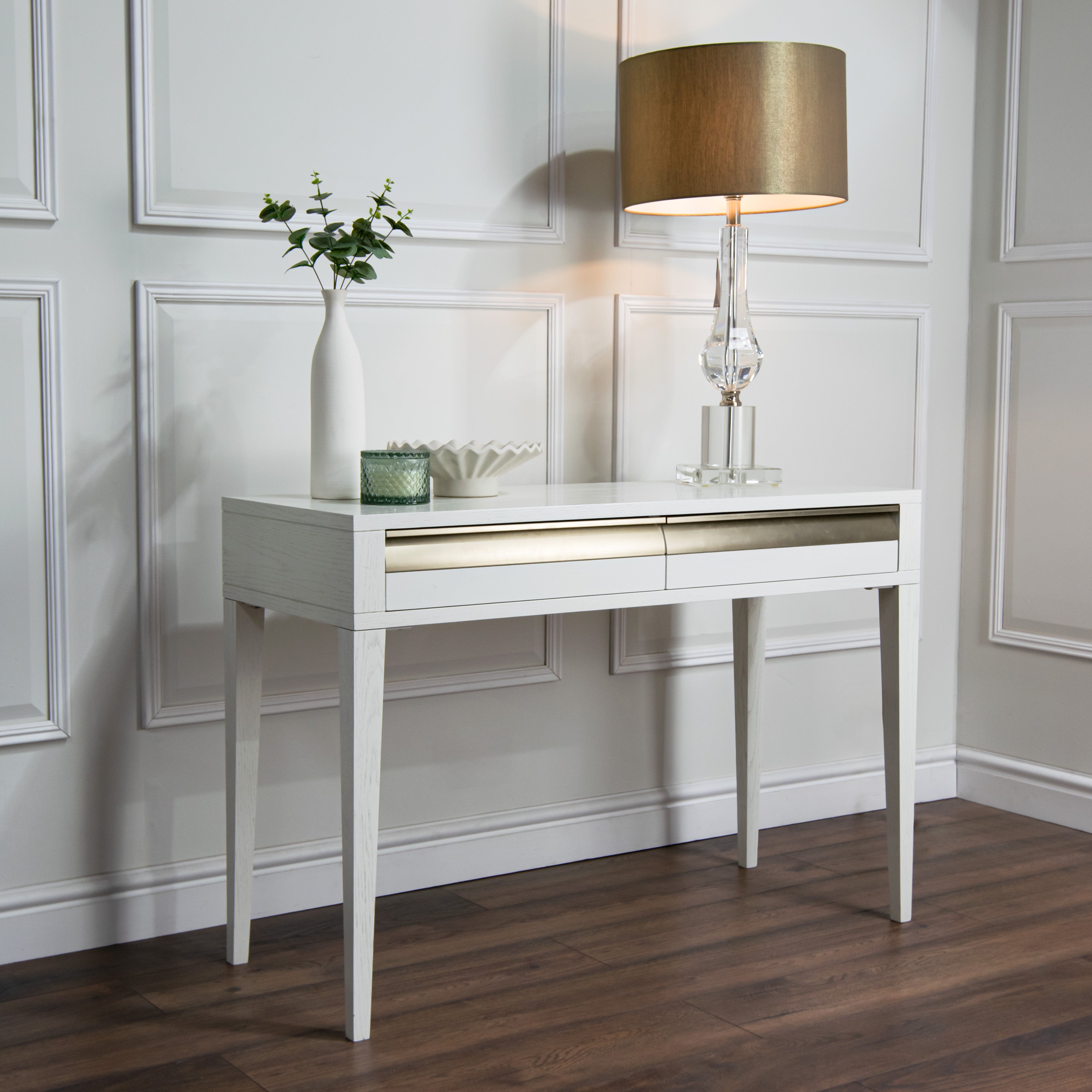 Rhona Dressing Table - Brass & White