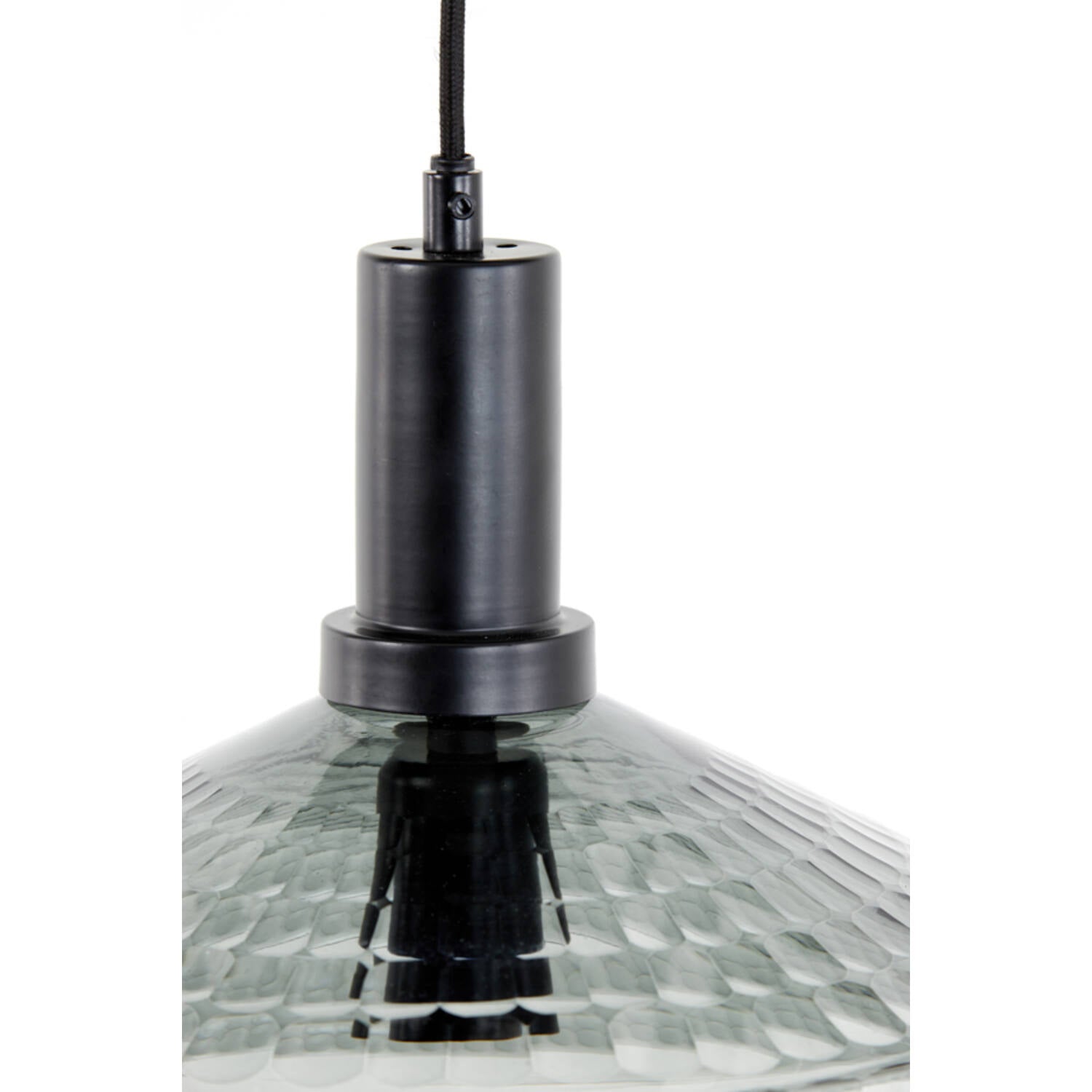 Delilo 1Lt Pendant- Smoked Glass Grey+black