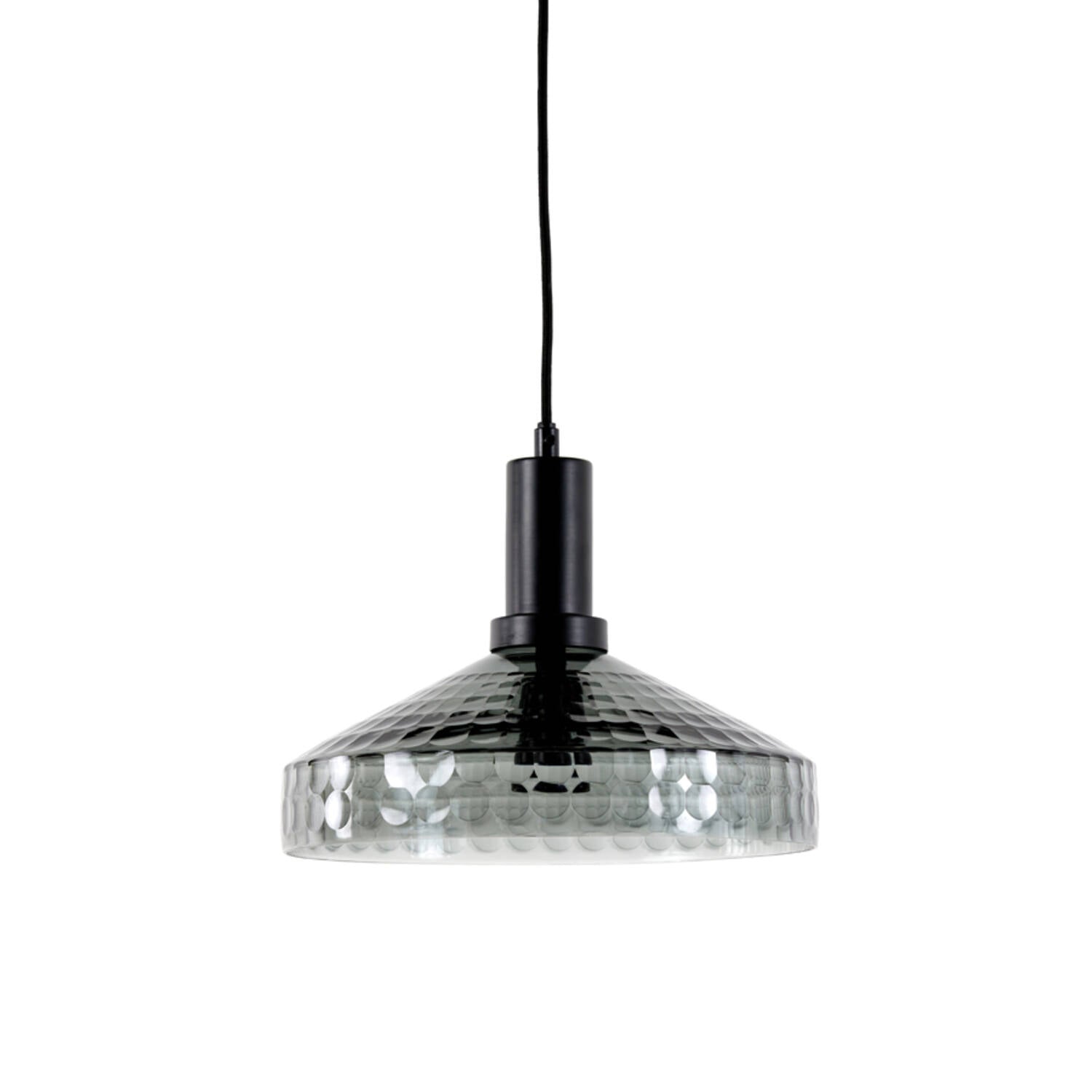 Delilo 1Lt Pendant- Smoked Glass Grey+black