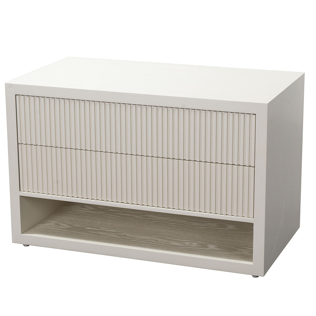 Marans 2 Drawer Side Table - White