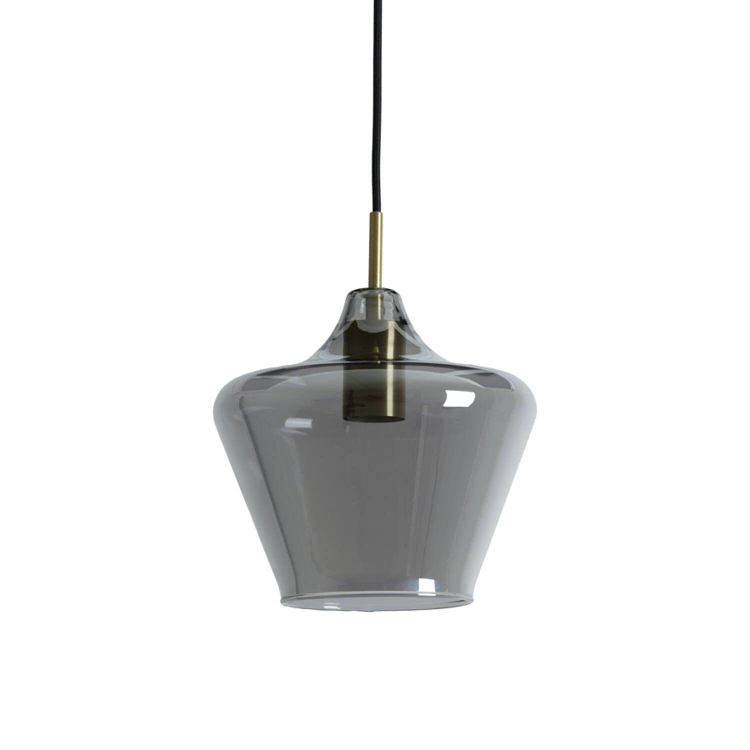 Solly 1Lt Pendant Antique Brass & Smoked Glass