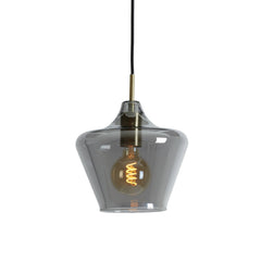 Solly 1Lt Pendant Antique Brass & Smoked Glass