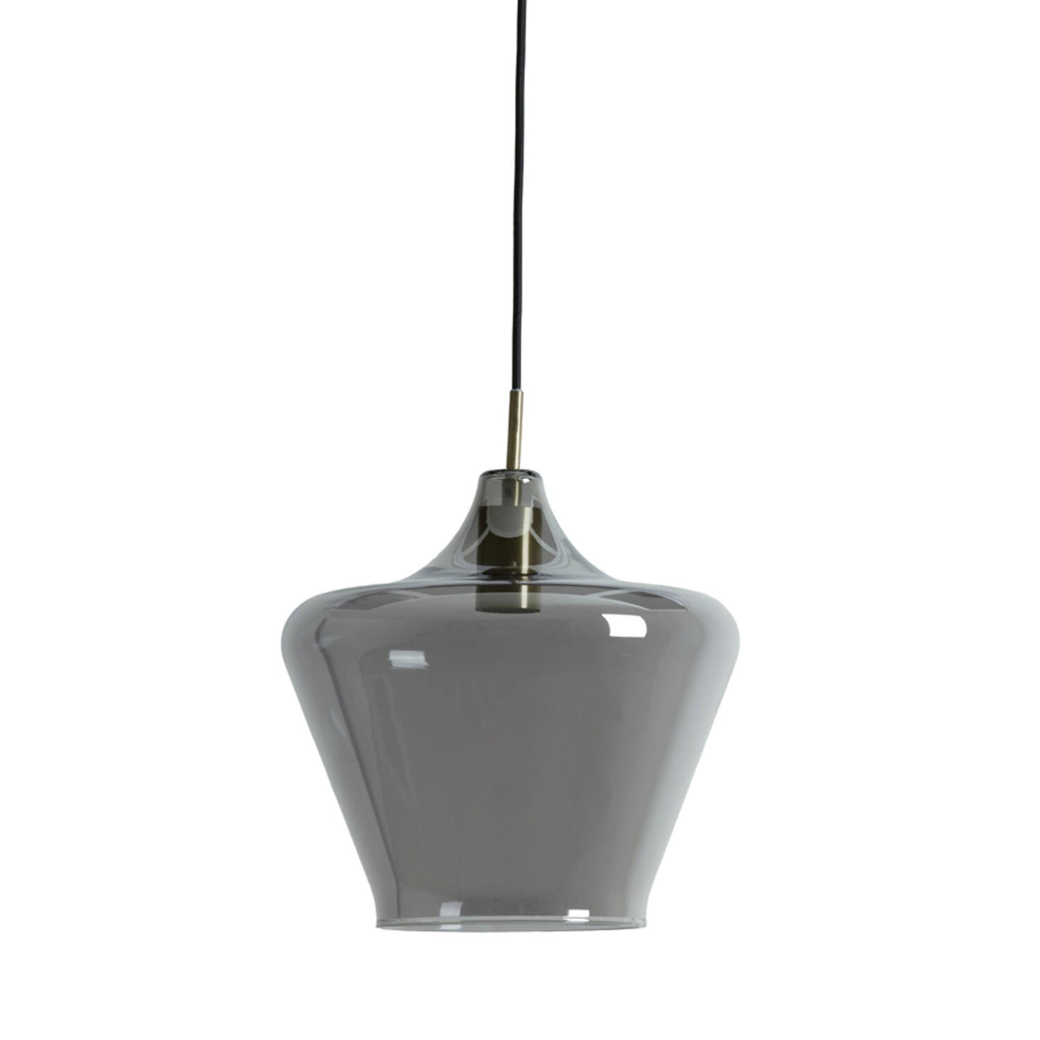 Solly 1Lt Pendant Antique Brass & Smoked Glass