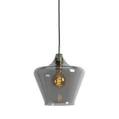 Solly 1Lt Pendant Antique Brass & Smoked Glass