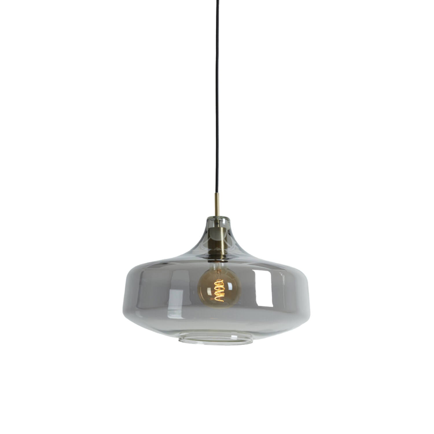 Solna 1Lt Pendant - Black & Smoked Glass