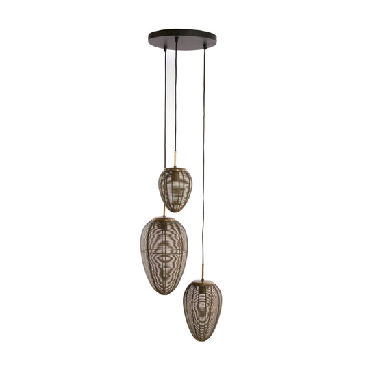 Yaelle Hanging Lamp 3 L Ø36x97 Cm Antique Bronze+matt Black