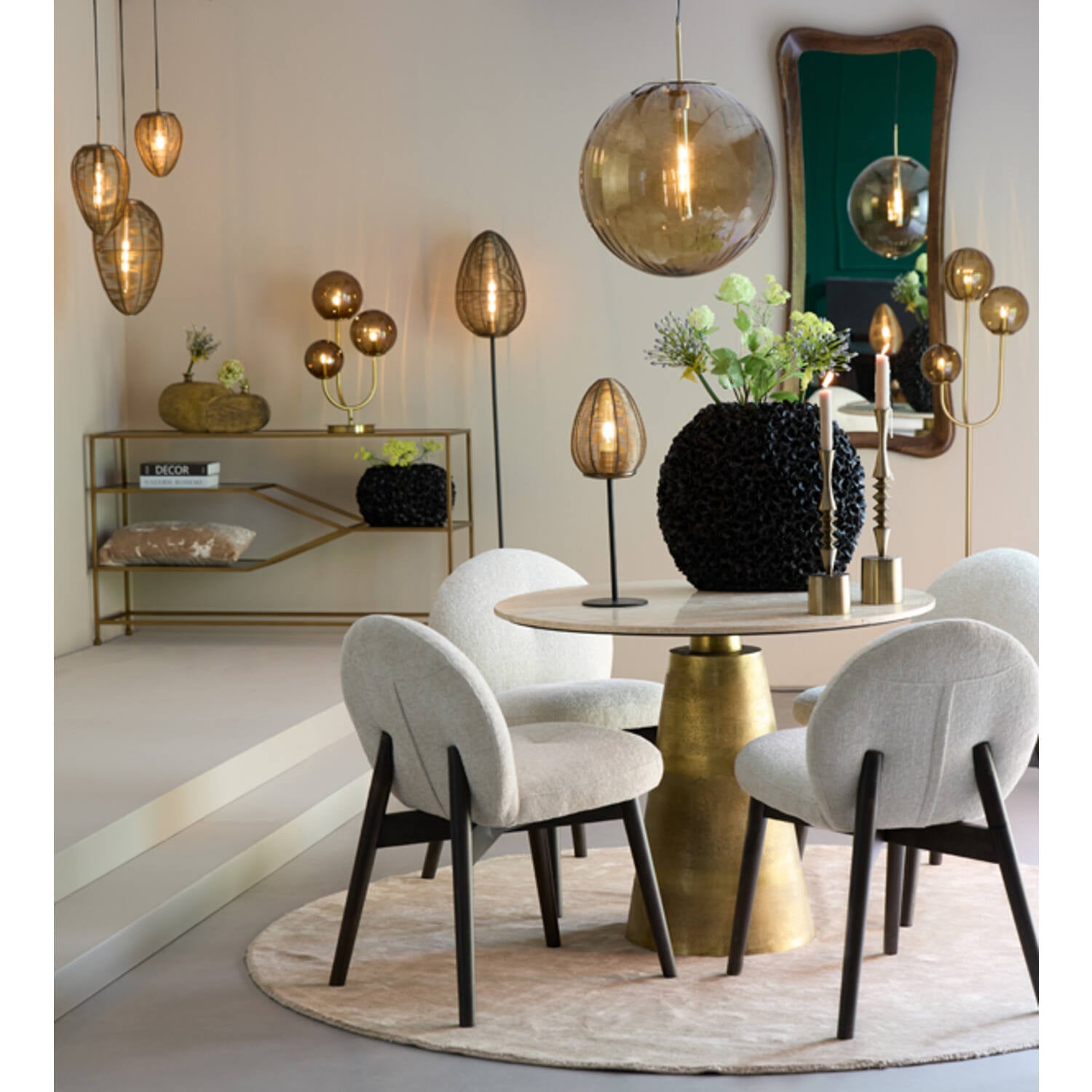 Yaelle Hanging Lamp 3 L Ø36x97 Cm Antique Bronze+matt Black