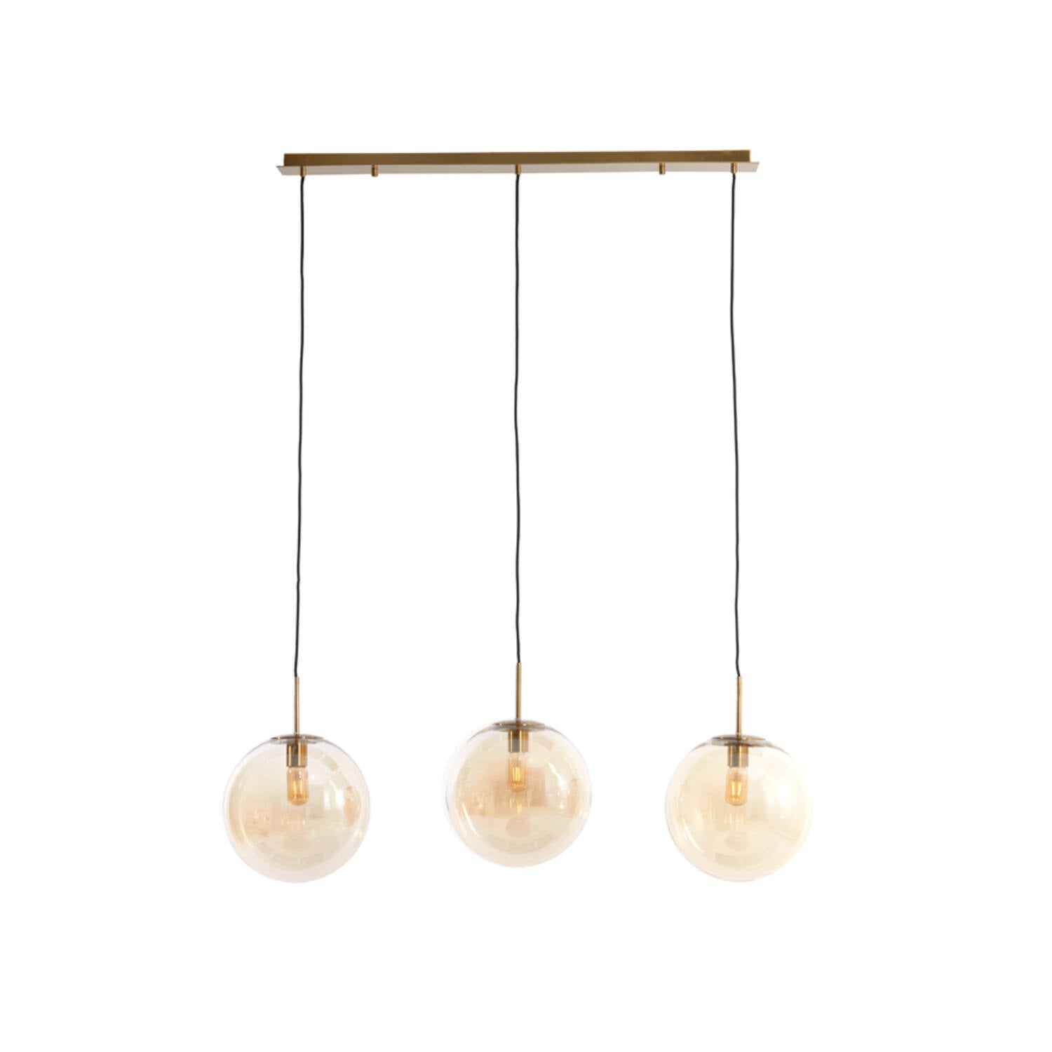 Medina 3Lt Island Pendant - Gold & Amber/Smoked Glass
