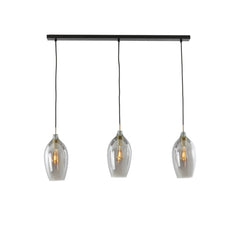 Lukaro 3/5Lt Linear Pendant - Antique Bronze & Smoked Glass