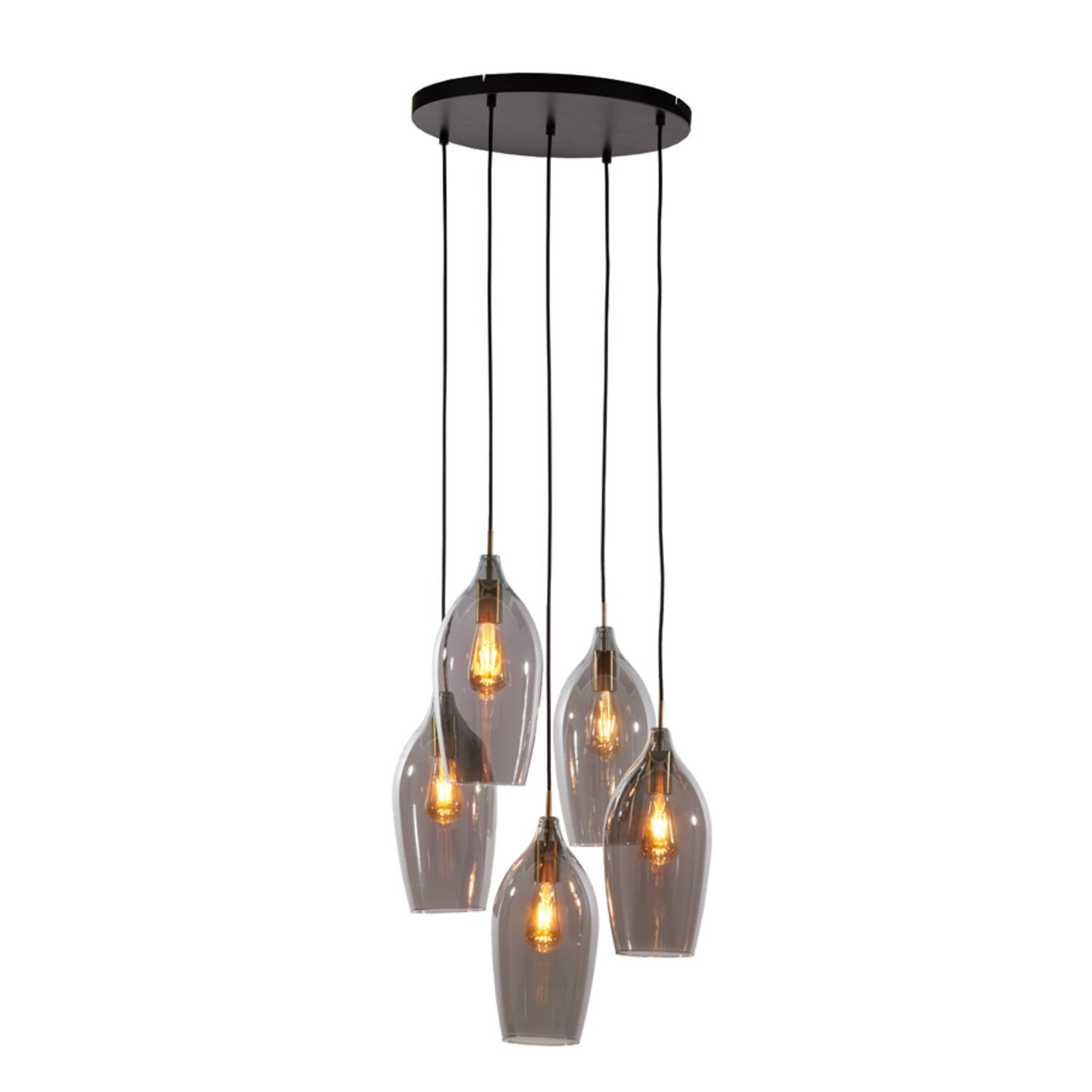 Lukaro 3/5Lt Cluster Light - Antique Bronze & Smoked Glass