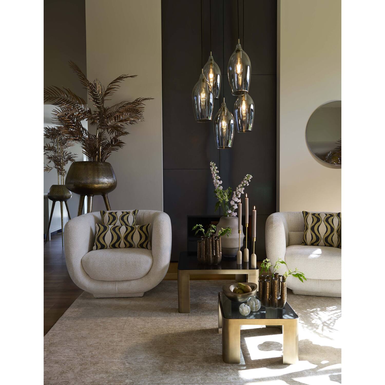 Lukaro 3/5Lt Cluster Light - Antique Bronze & Smoked Glass