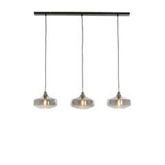 Solna 3Lt Island Pendant - Antique Bronze & Smoked Glass