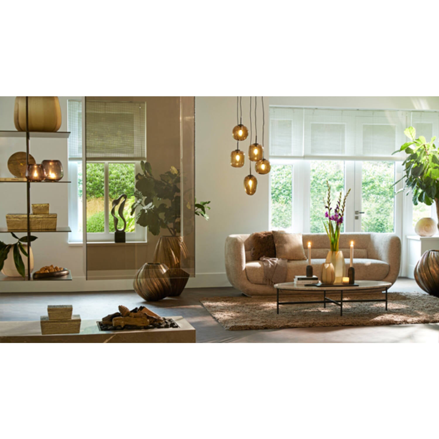 Mezza Hanging Lamp Glass Brown