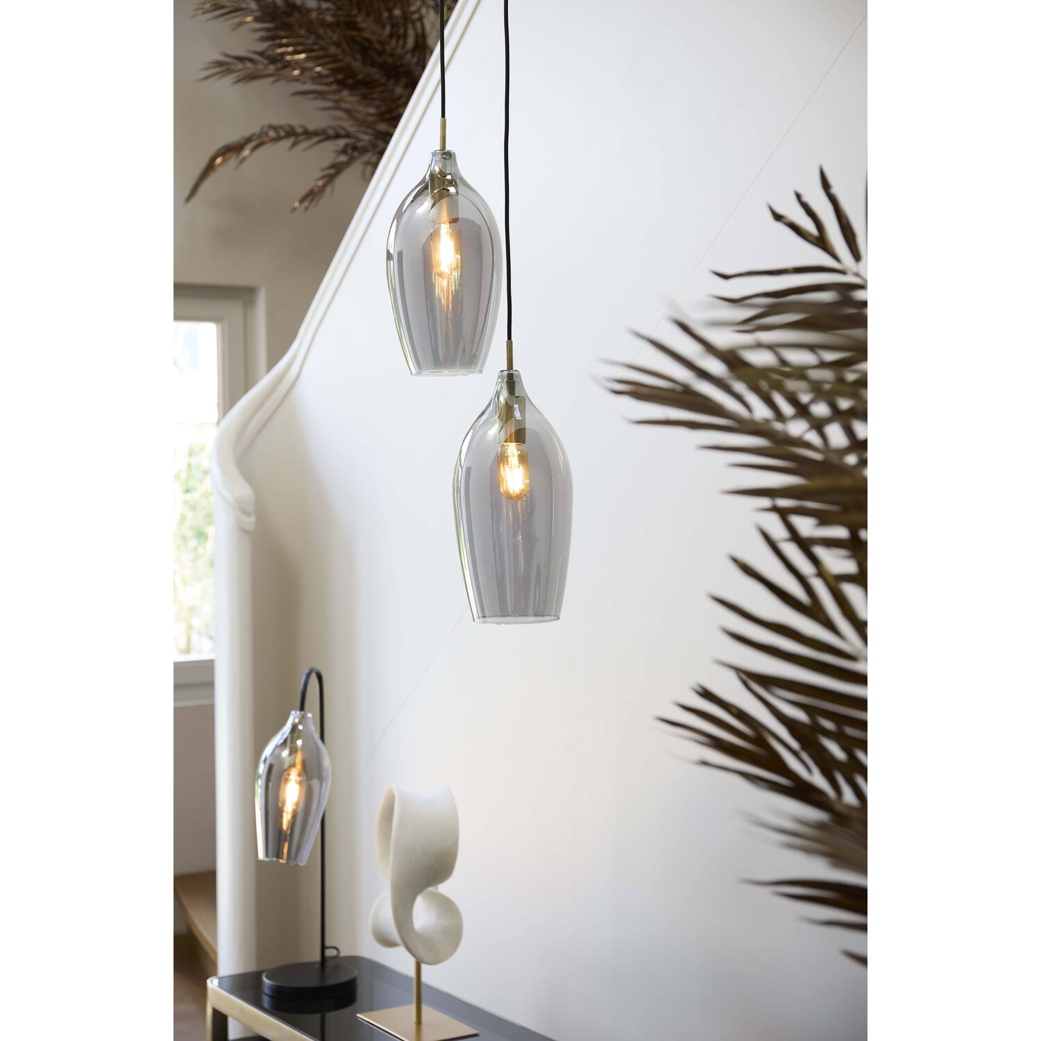 Lukaro Single Pendant - Antique Bronze & Smoked Glass