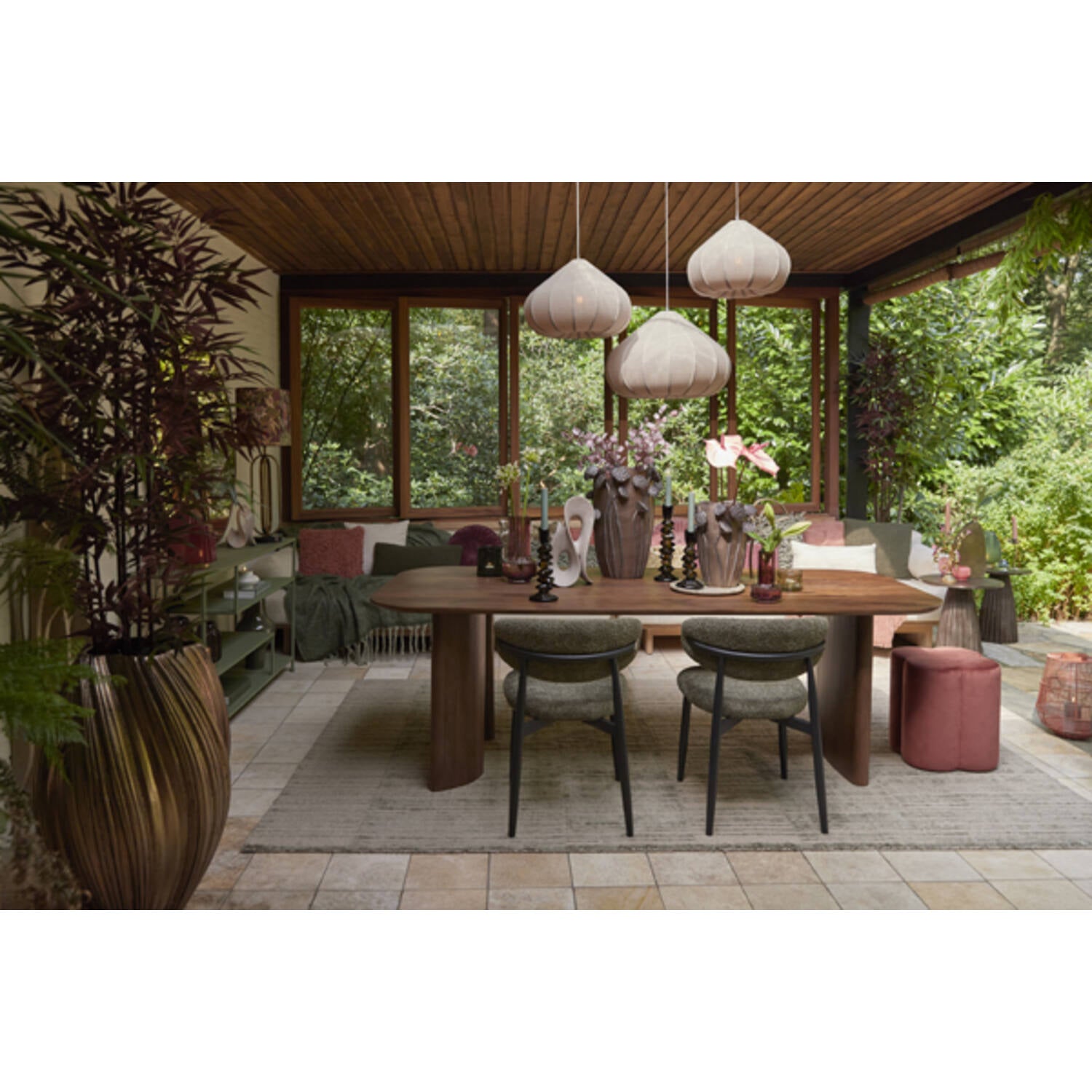 Zubeda Hanging Lamp - Linen Natural/ White Finishes