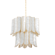 Cartagena 7/16Lt Chandelier - Capiz & Gold