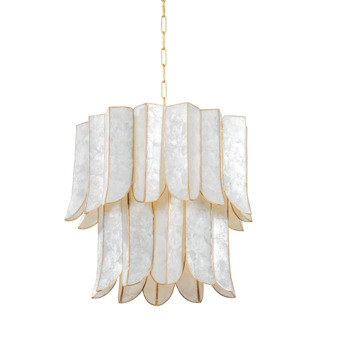 Cartagena 7/16Lt Chandelier - Capiz & Gold