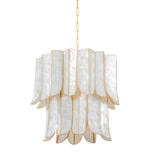 Cartagena 7/16Lt Chandelier - Capiz & Gold