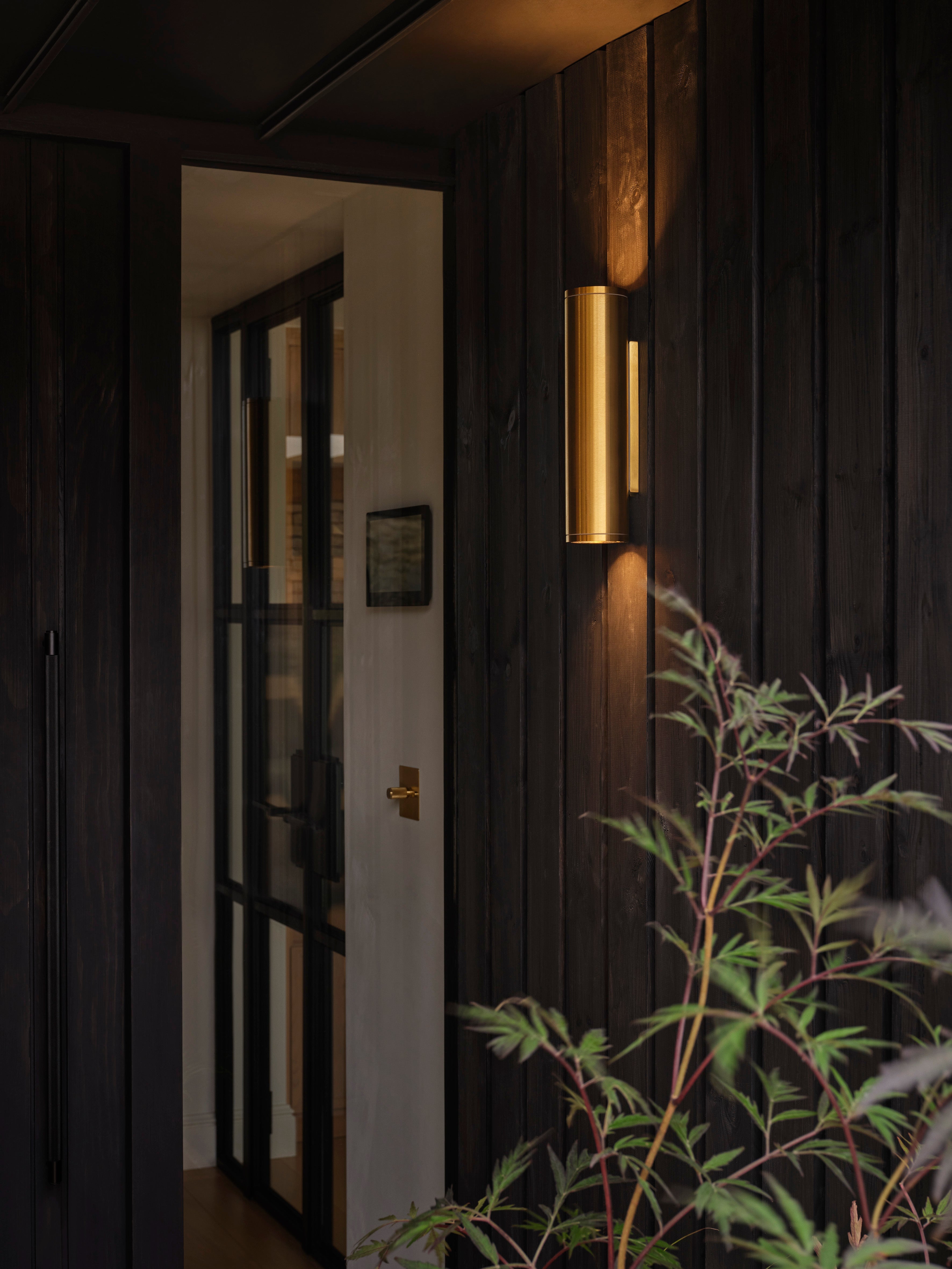 Ava 1/2Lt Coastal Coastal Wall Light in Brushed Stainless Steel/PVD Brushed Brass GU10 IP44