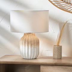 Amalia Natural Ombre Textured Stoneware Table Lamp  - Base Only