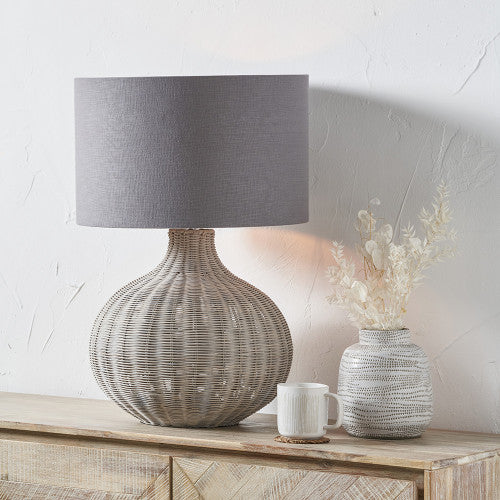 Allona Rattan Table Lamp- Grey/ Black Wash