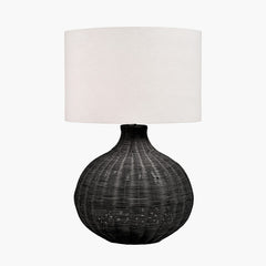 Allona Rattan Table Lamp- Grey/ Black Wash