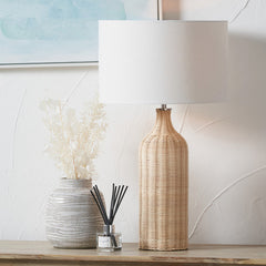 Anika Rattan Bottle Table Lamp- Natural/ Black Finishes