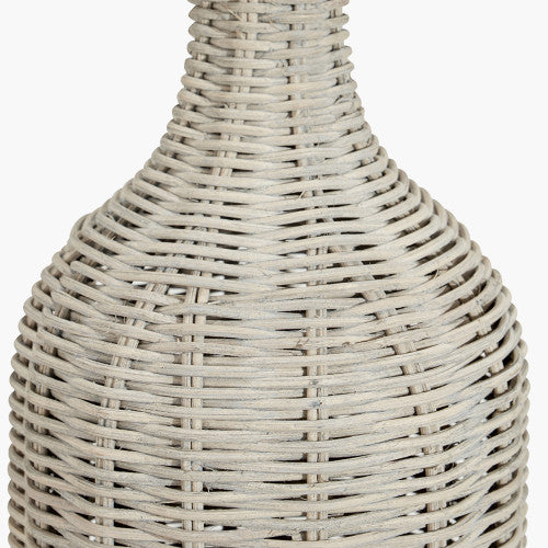 Anika Rattan Bottle Table Lamp- Grey Wash