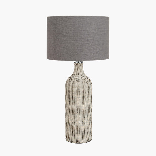 Anika Rattan Bottle Table Lamp- Grey Wash