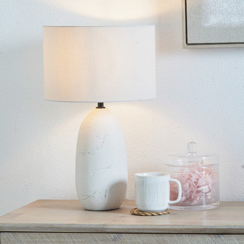 Erika White Vintage Textured Ceramic Table Lamp